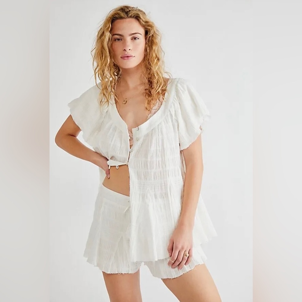NWOT Free People Jolene Short Set In White sz Large